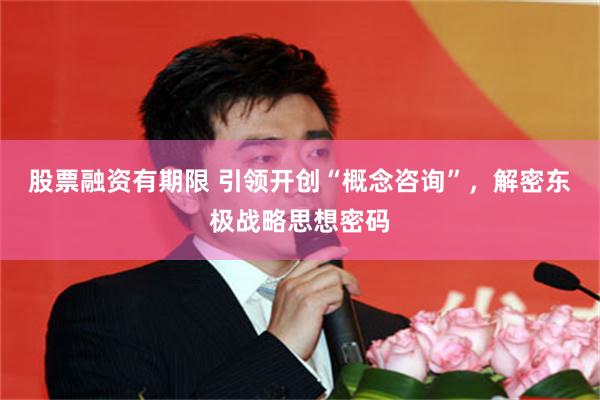 股票融资有期限 引领开创“概念咨询”，解密东极战略思想密码