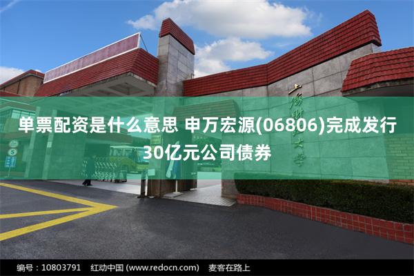 单票配资是什么意思 申万宏源(06806)完成发行30亿元公司债券